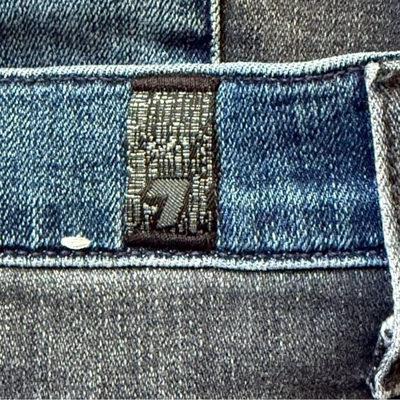 7 For Mankind The Ankle Super Skinny Jean Two Tone Mid-Rise Blue/Black 27 - Picture 6 of 10